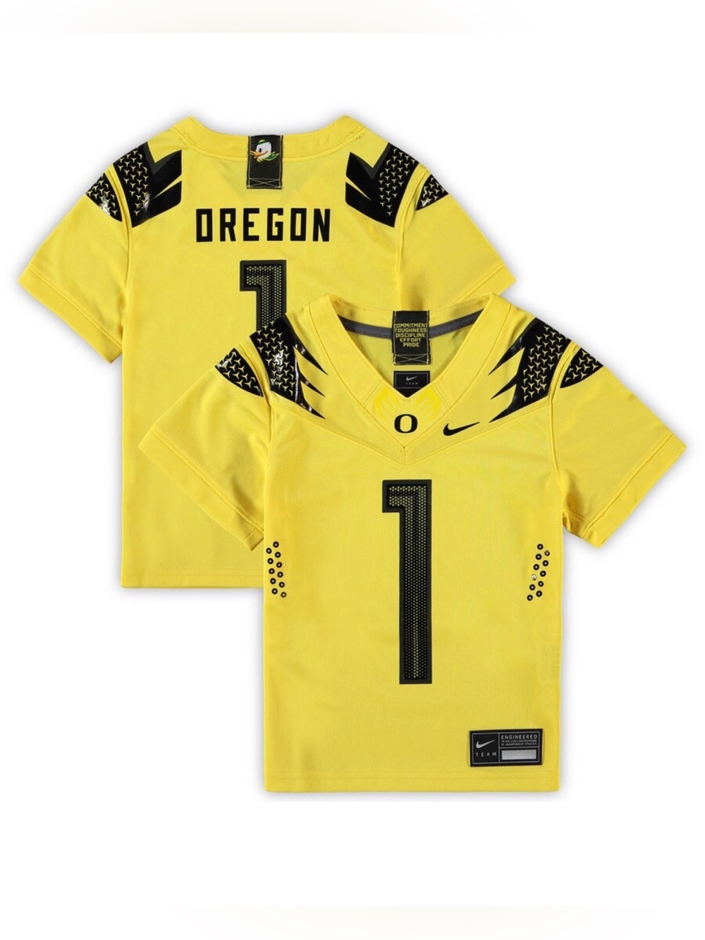 Nike Toddler #1 Yellow Oregon Ducks Vapor Fusion Football Jersey- 2T